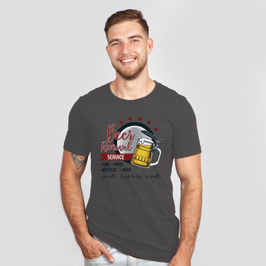 beer removal service dark gray shirt